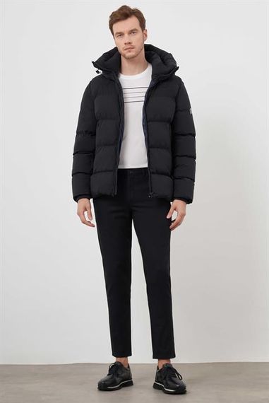 Morven Erkek Siyah Moesta Fermuarlı Kapüşonlu Dynamic Fit Rahat Kesim Mont - photo 3