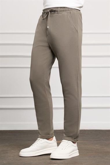 Мужские брюки Хаки Slim Fit с завязками на талии - фото 2