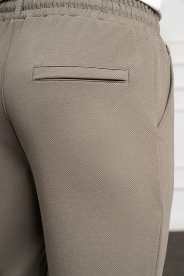 Мужские брюки Хаки Slim Fit с завязками на талии - фото 4