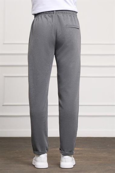 Чоловічі антрацитові брюки-джоггери Slim Fit з боковими кишенями та зав'язками - фото 3