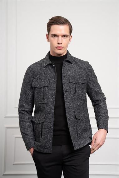 Morven Erkek Siyah Worker Dynamic Fit Rahat Kesim Gömlek Ceket - photo 1