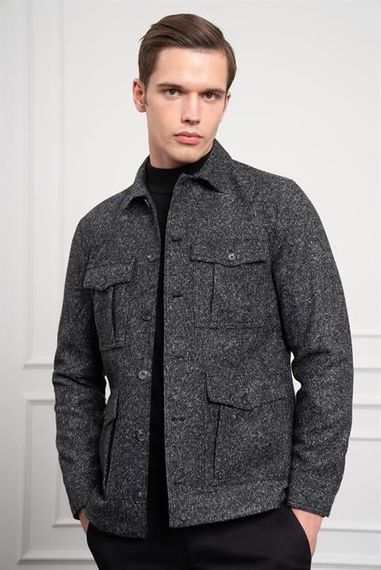 Morven Erkek Siyah Worker Dynamic Fit Rahat Kesim Gömlek Ceket - photo 4
