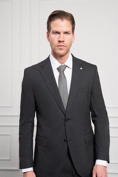 Morven Erkek Antrasit Trend Yünlü Dynamic Fit Rahat Kesim Mono Yaka Takım Elbise - photo 5