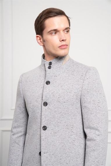 Morven Erkek Gri Desenli Hakim Yaka Dynamic Fit Rahat Kesim Kaban - photo 4