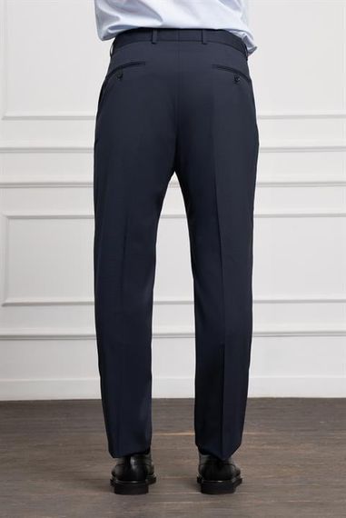 Morven Erkek Lacivert Yünlü Basic Dynamic Fit Rahat Kesim Classic Pantolon - фото 4