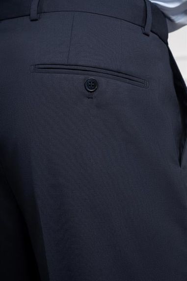 Morven Erkek Lacivert Yünlü Basic Dynamic Fit Rahat Kesim Classic Pantolon - фото 5