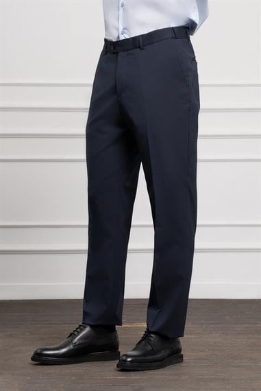 Morven Erkek Lacivert Yünlü Basic Dynamic Fit Rahat Kesim Classic Pantolon - фото 2