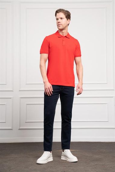 Morven Erkek Kırmızı Basic Polo Yaka Dynamic Fit T-Shirt - фото 2