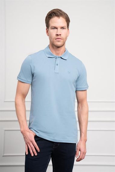 Morven Erkek Mavi Basic Polo Yaka Dynamic Fit T-Shirt - photo 3