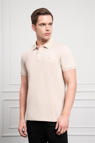Morven Erkek Bej Basic Polo Yaka Dynamic Fit T-Shirt - photo 4