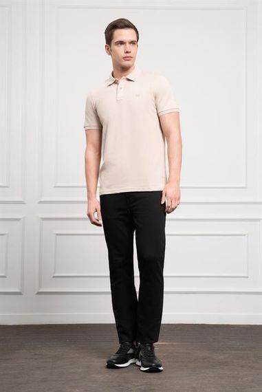 Morven Erkek Bej Basic Polo Yaka Dynamic Fit T-Shirt - photo 2