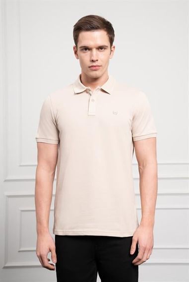 Morven Erkek Bej Basic Polo Yaka Dynamic Fit T-Shirt - photo 3