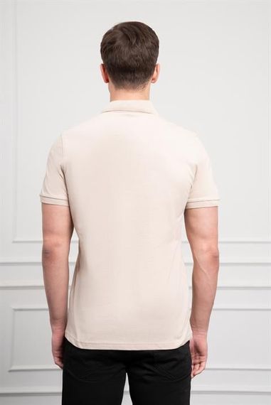 Morven Erkek Bej Basic Polo Yaka Dynamic Fit T-Shirt - photo 5