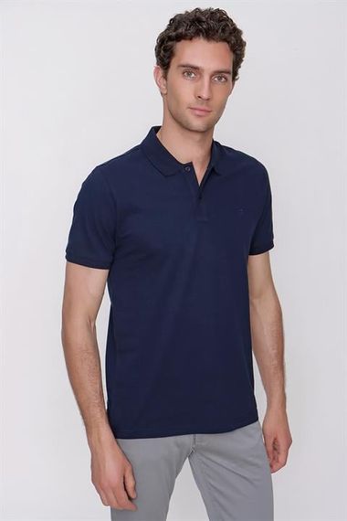 Morven Erkek Lacivert Basic Polo Yaka Dynamic Fit T-Shirt - фото 1
