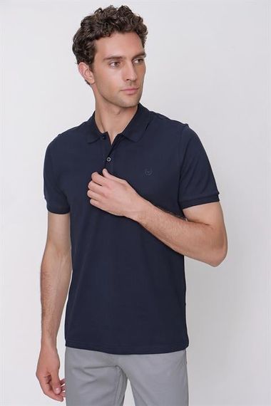 Morven Erkek Lacivert Basic Polo Yaka Dynamic Fit T-Shirt - фото 3