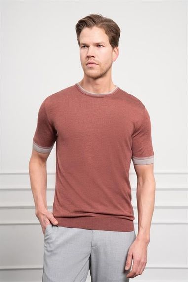 Morven Erkek Kiremit Trend  Polo Yaka Dinamik Fit Rahat Kesim T-Shirt - photo 1