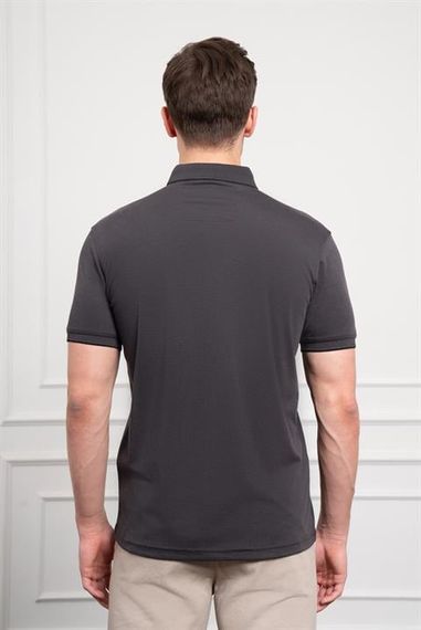 Morven Erkek Siyah Trend Merserize Düz Düğmeli Yaka Dynamic Fit T-Shirt - fotoğraf 5