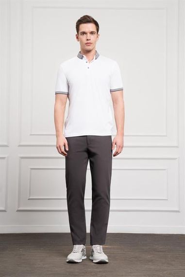 Morven Erkek Beyaz Trend Merserize Düz Düğmeli Yaka Dynamic Fit T-Shirt - фото 2