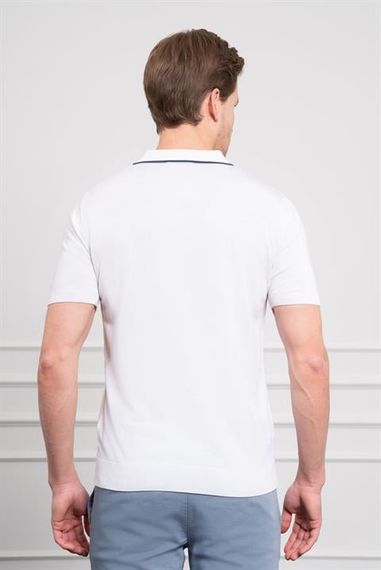 Morven Erkek Beyaz Trend  Polo Yaka Dinamik Fit Rahat Kesim T-Shirt - fotoğraf 5