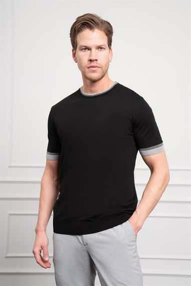 Morven Erkek Siyah Trend  Polo Yaka Dinamik Fit Rahat Kesim T-Shirt - фото 1