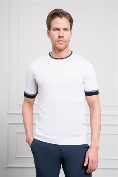 Morven Erkek Beyaz Trend  Polo Yaka Dinamik Fit Rahat Kesim T-Shirt - фото 3