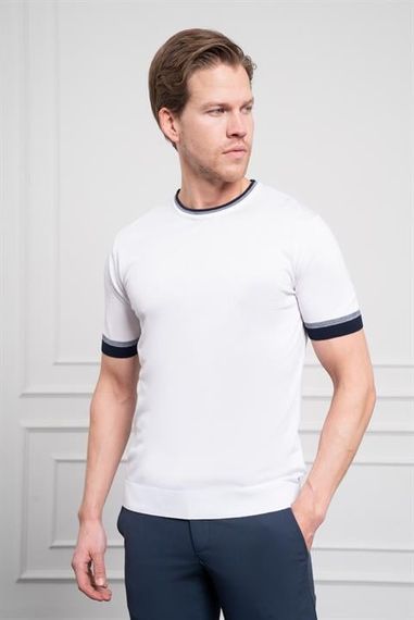 Morven Erkek Beyaz Trend  Polo Yaka Dinamik Fit Rahat Kesim T-Shirt - фото 4