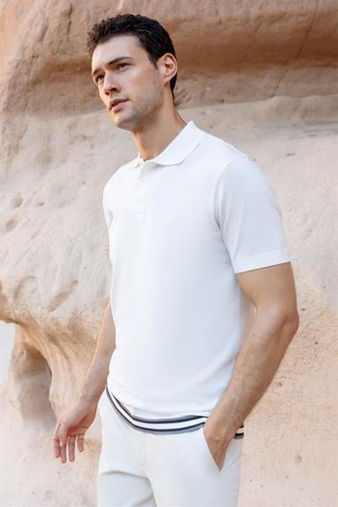 Morven Erkek Ekru Trend Polo Yaka Dynamic Fit T-Shirt - fotoğraf 2