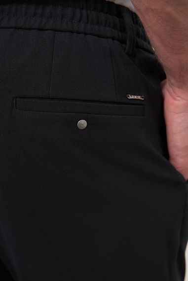 Morven Erkek Siyah Poliviskon Trend İpli Jogger Slim Fit Spor Pantolon - fotoğraf 4