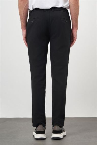 Morven Erkek Siyah Poliviskon Trend İpli Jogger Slim Fit Spor Pantolon - fotoğraf 5