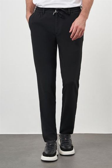 Morven Erkek Siyah Poliviskon Trend İpli Jogger Slim Fit Spor Pantolon - fotoğraf 2
