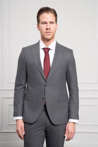 Morven Erkek Füme Trend Slim Fit Dar Kesim Sivri Yaka Takım Elbise - фото 4