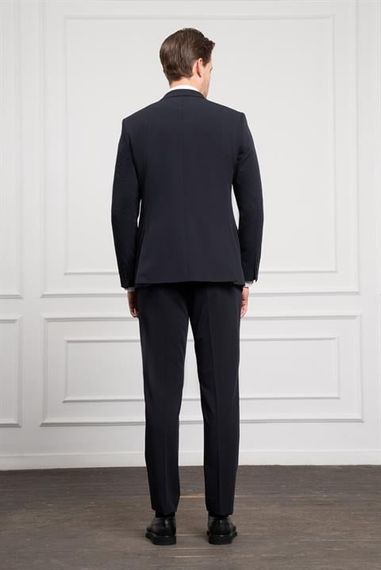 Morven Erkek Lacivert Basic Slim Fit Sivri Yaka Takım Elbise - fotoğraf 5