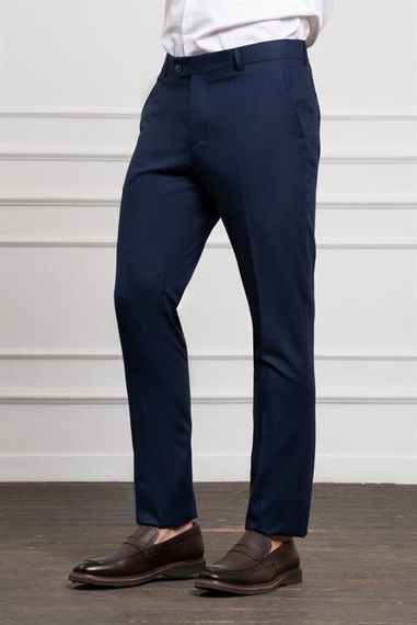 Morven Erkek Lacivert Basic Slim Fit Classic Pantolon - photo 2