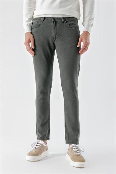 Morven Erkek Haki Mevsimlik Pamuk 5 Cep Slim Fit Jean Pantolon - fotoğraf 1