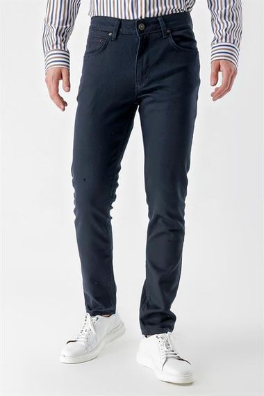 Morven Erkek Lacivert Mevsimlik Pamuk 5 Cep Slim Fit Jean Pantolon - photo 2