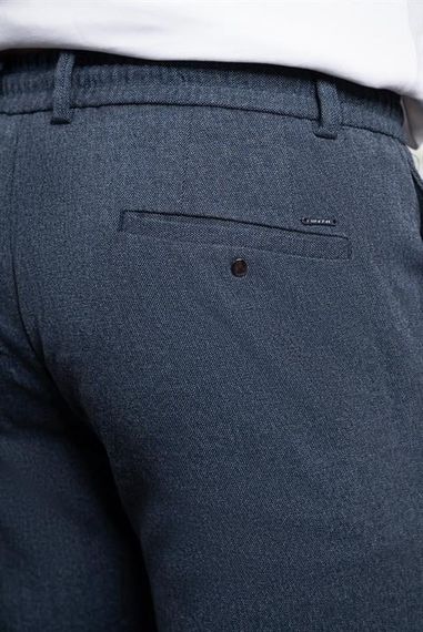 Morven Erkek Marine Jogger Slim Fit Dar Kesim Çıtçıtlı İpli Pantolon - صورة 4
