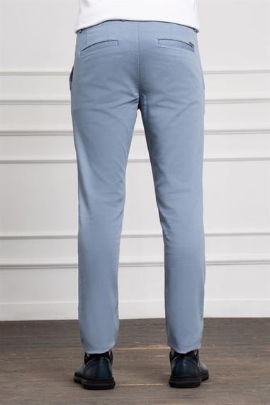 Morven Erkek Mavi Slim Fit Dar Kesim Chino Pantolon - фото 3