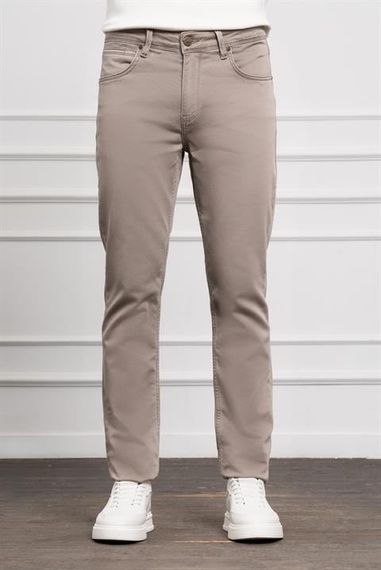 Morven Erkek Bej Mevsimlik Pamuk 5 Cep Dynamic Fit Jean Pantolon - fotoğraf 1