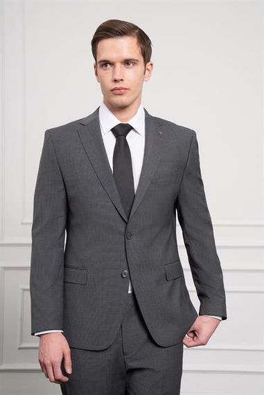 Morven Erkek Füme Trend Yünlü Dynamic Fit Mono Yaka Takım Elbise - photo 1