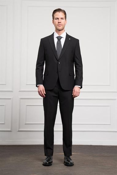 Morven Erkek Siyah Yünlü Platinium 4-Drop Dynamic Fit Mono Yaka Takım Elbise - fotoğraf 2