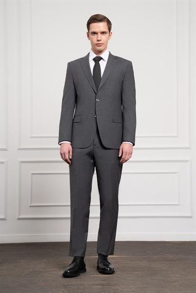 Morven Erkek Füme Trend Yünlü Dynamic Fit Mono Yaka Takım Elbise - photo 2