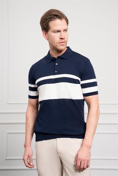 Morven Erkek Lacivert Trend Dynamic Fit Rahat Kesim Polo Yaka T-Shirt - photo 3