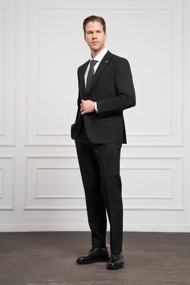 Morven Erkek Siyah Yünlü Platinium 4-Drop Dynamic Fit Mono Yaka Takım Elbise - fotoğraf 4