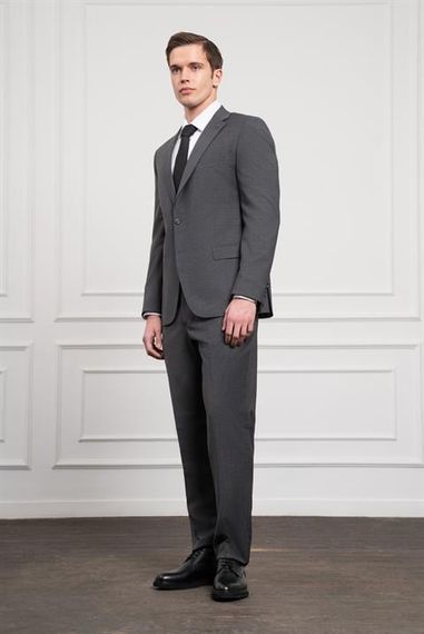 Morven Erkek Füme Trend Yünlü Dynamic Fit Mono Yaka Takım Elbise - photo 5
