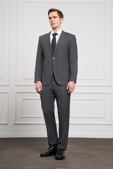 Morven Erkek Füme Trend Yünlü Dynamic Fit Mono Yaka Takım Elbise - photo 4