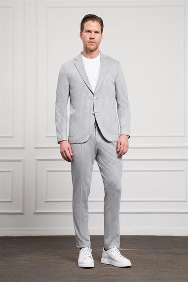 Morven Erkek Gri Trend Slim Fit Mono Yaka Takım Elbise - фото 3