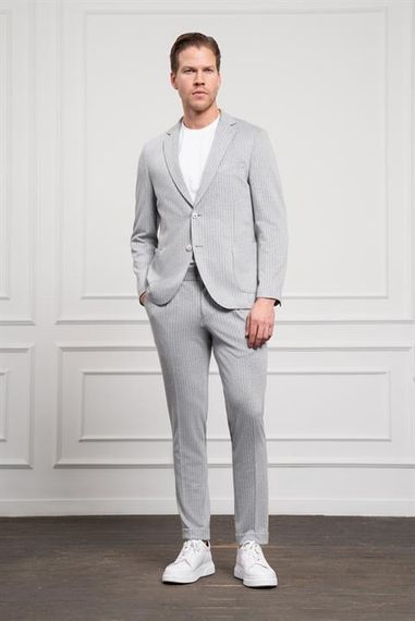 Morven Erkek Gri Trend Slim Fit Mono Yaka Takım Elbise - фото 4