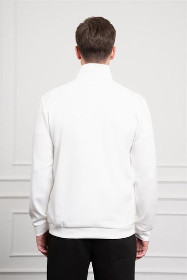 Morven Erkek Ekru Femuarlı Bato Yaka Dynamic Fit Rahat Kesim Sweatshirt - fotoğraf 5