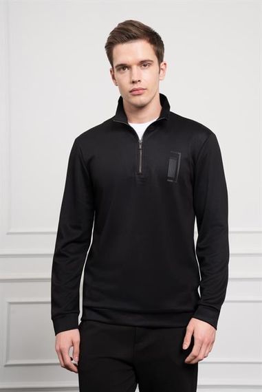 Morven Erkek Siyah Femuarlı Bato Yaka Dynamic Fit Rahat Kesim Sweatshirt - photo 3