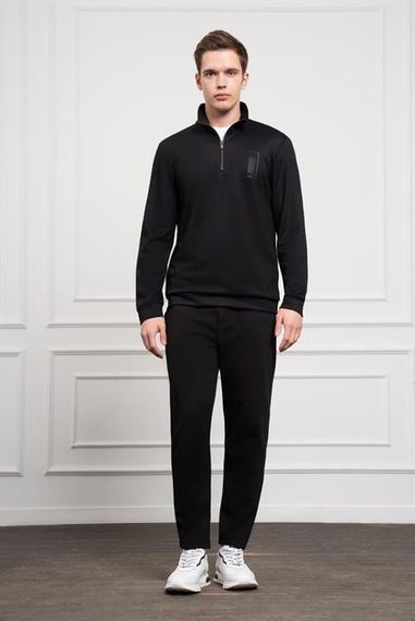 Morven Erkek Siyah Femuarlı Bato Yaka Dynamic Fit Rahat Kesim Sweatshirt - photo 2